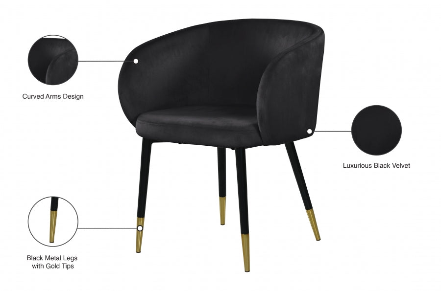 Chaise de salle à manger en velours Louise