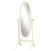 MIROIR - 59"H / CADRE BOIS OVALE BLANC ANTIQUE