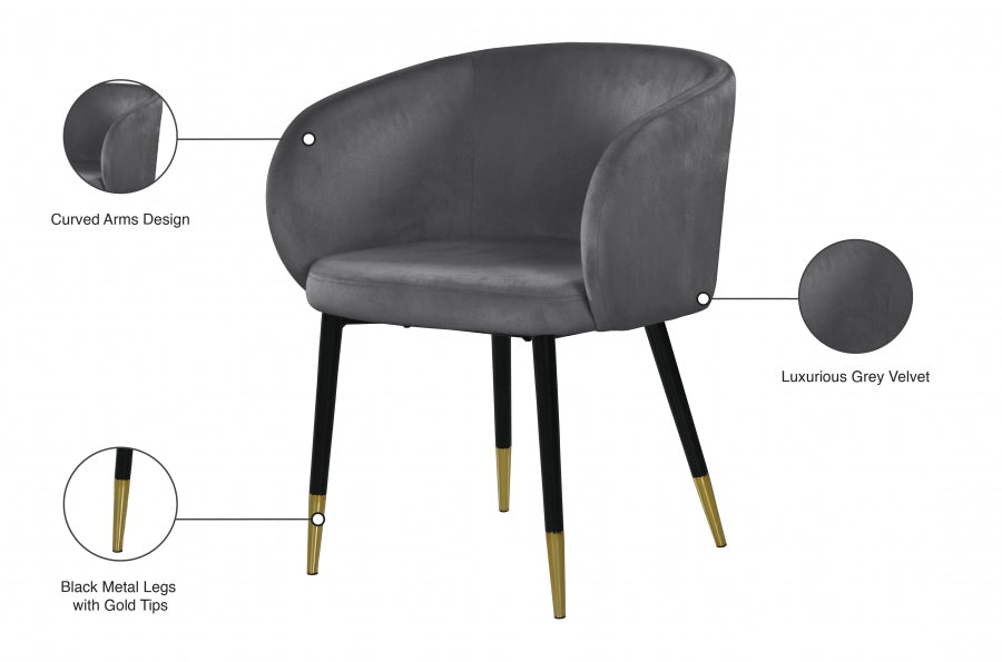 Chaise de salle à manger en velours Louise