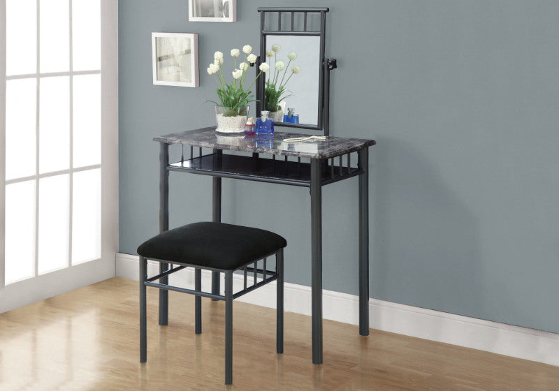 ENSEMBLE MEUBLE - ENSEMBLE 2PCS / MARBRE GRIS / METAL ANTHRACITE 