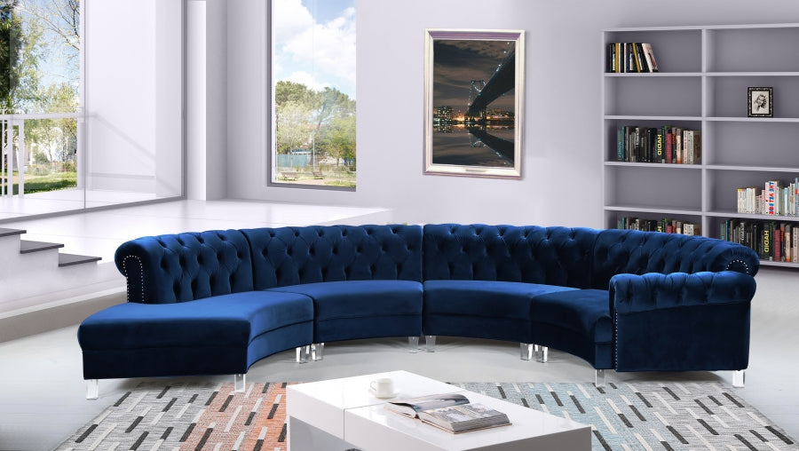 Sectionnel modulaire en velours Anabella