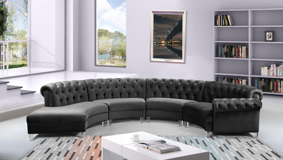 Sectionnel modulaire en velours Anabella