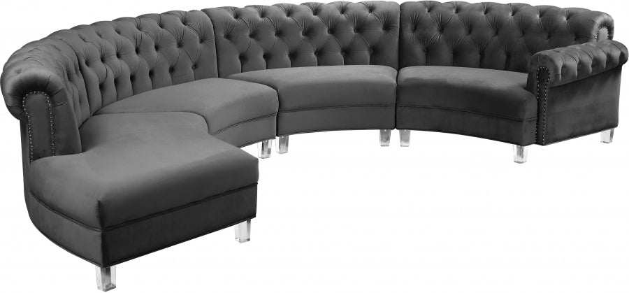 Sectionnel modulaire en velours Anabella