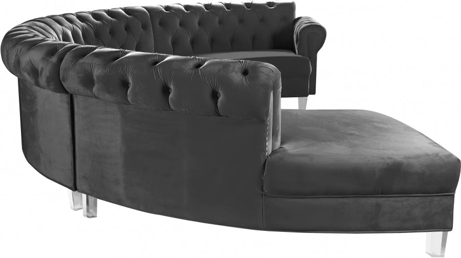 Sectionnel modulaire en velours Anabella