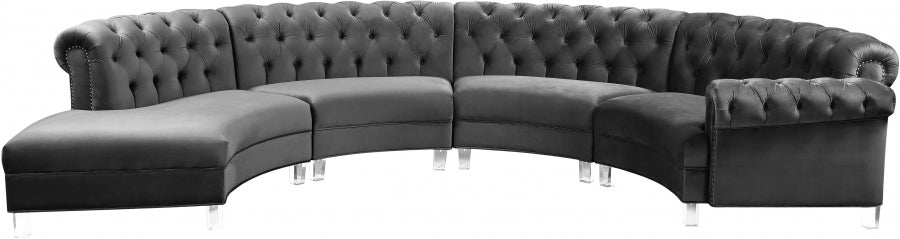 Sectionnel modulaire en velours Anabella