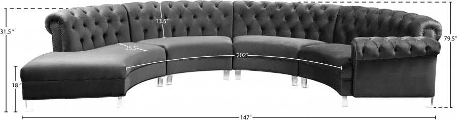 Sectionnel modulaire en velours Anabella