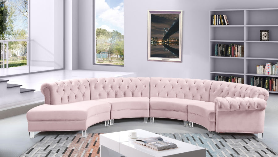Sectionnel modulaire en velours Anabella