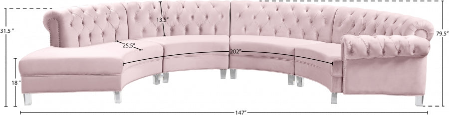 Sectionnel modulaire en velours Anabella