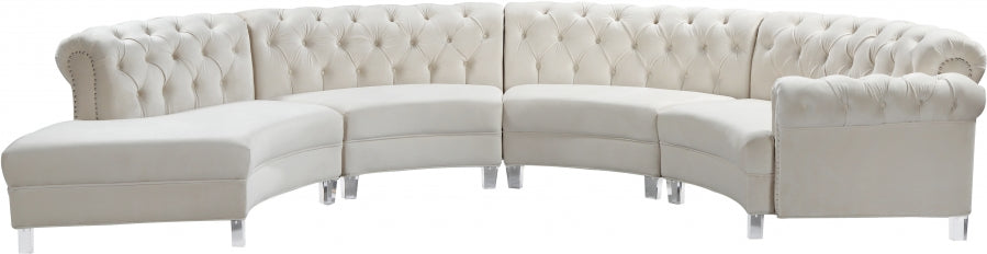 Sectionnel modulaire en velours Anabella