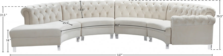 Sectionnel modulaire en velours Anabella