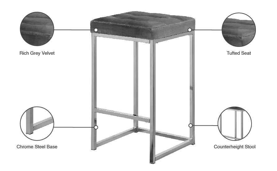 Tabouret de comptoir en velours Nicola