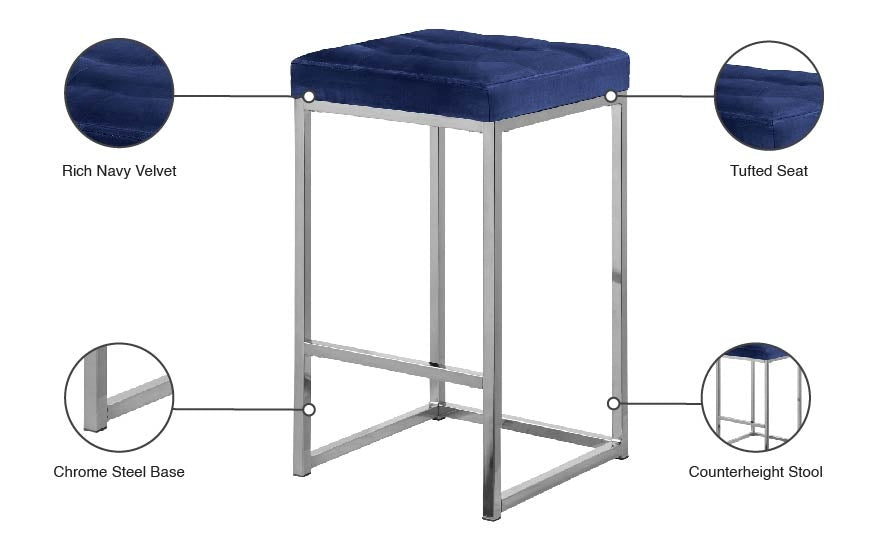 Tabouret de comptoir en velours Nicola