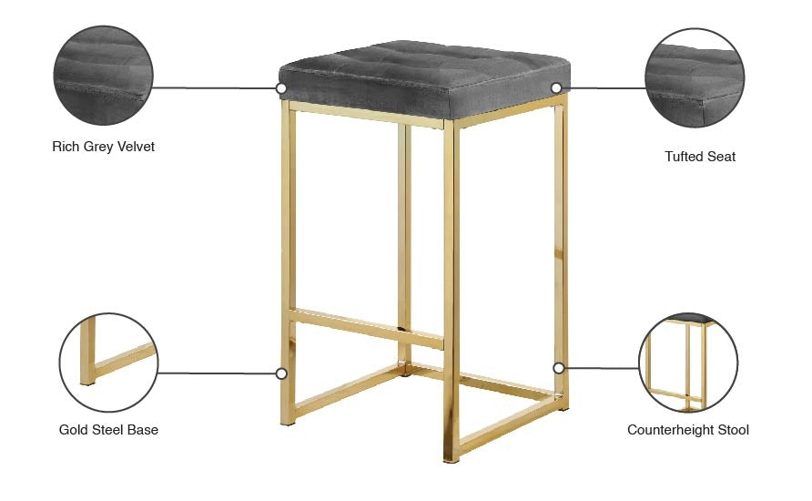 Tabouret de comptoir en velours Nicola