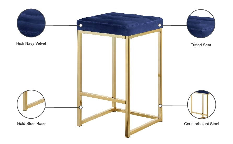 Tabouret de comptoir en velours Nicola