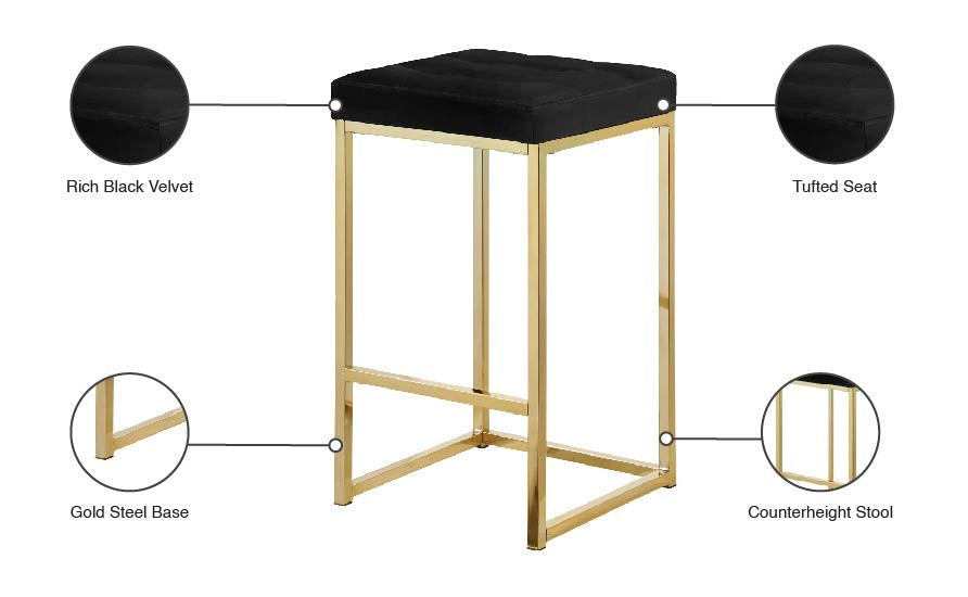 Tabouret de comptoir en velours Nicola
