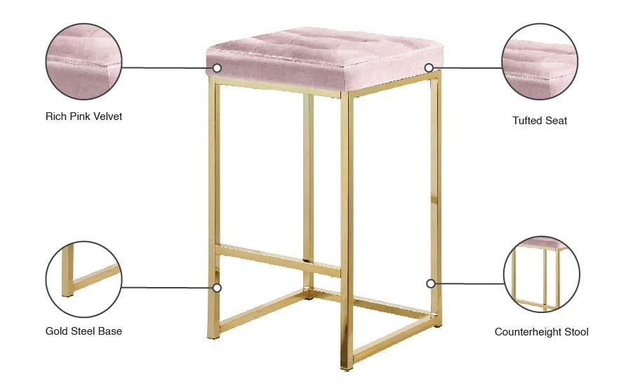Tabouret de comptoir en velours Nicola