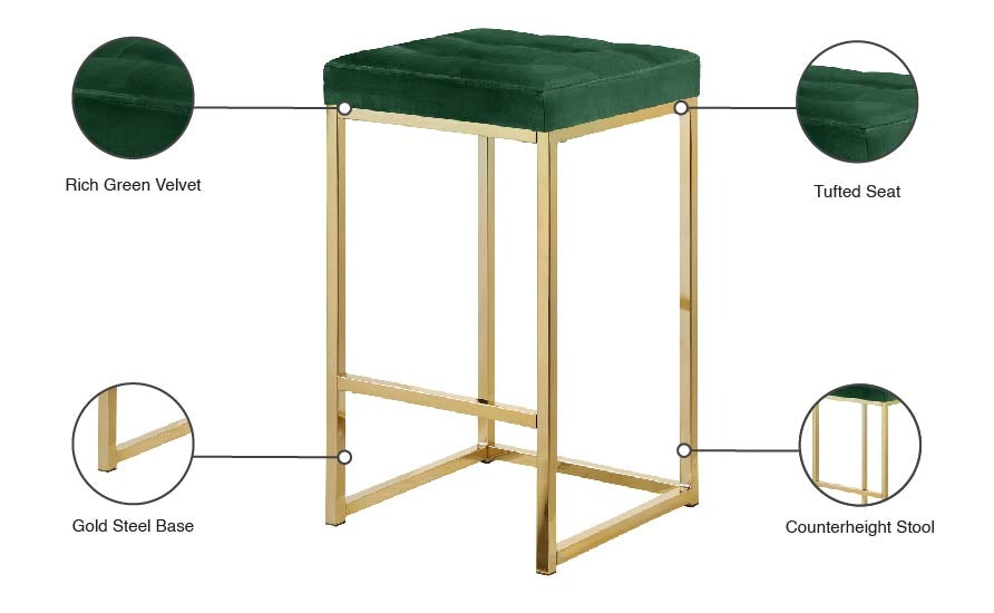 Tabouret de comptoir en velours Nicola