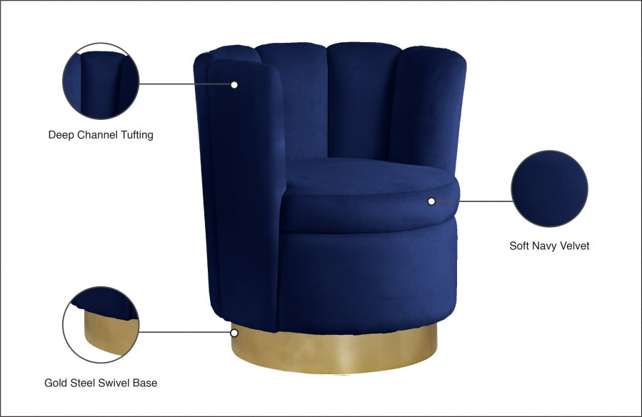 Chaise d'appoint en velours Lily