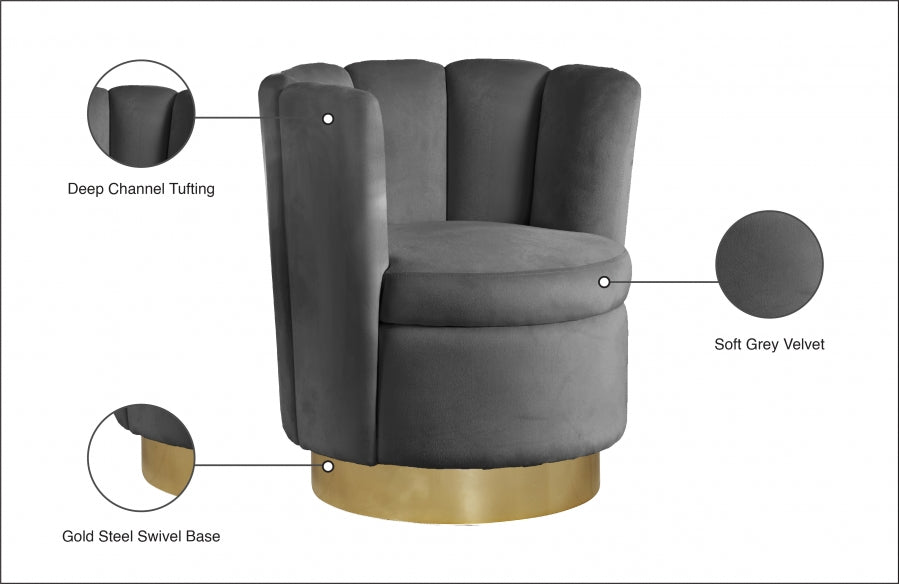 Chaise d'appoint en velours Lily