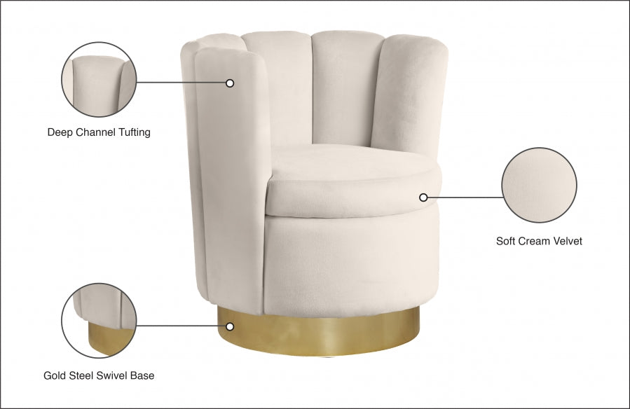 Chaise d'appoint en velours Lily