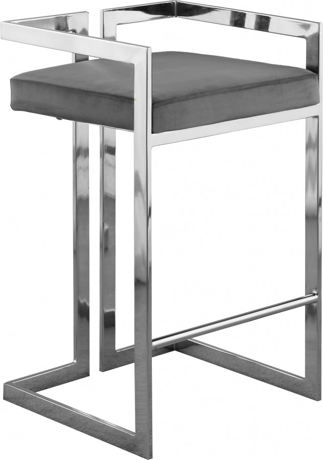 Tabouret de comptoir en velours Ezra