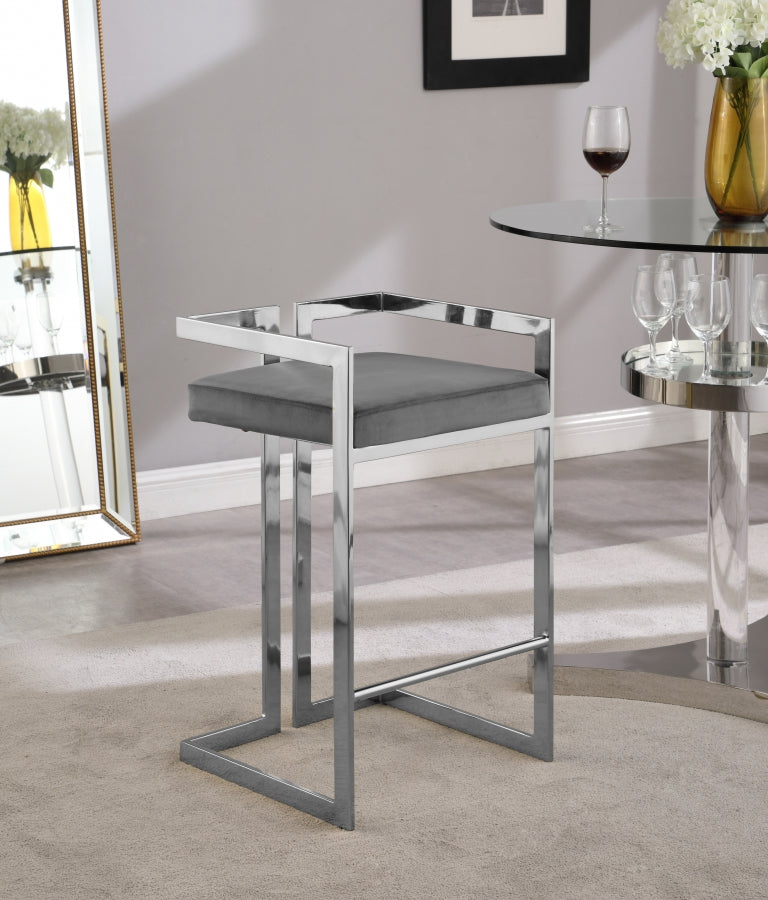 Tabouret de comptoir en velours Ezra