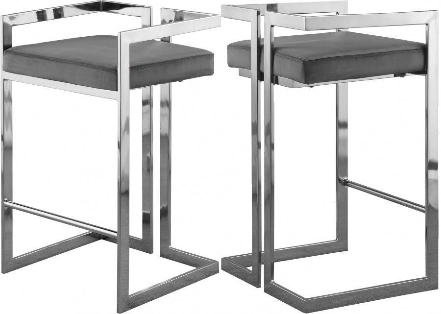 Tabouret de comptoir en velours Ezra