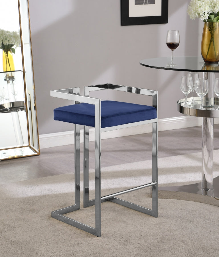 Tabouret de comptoir en velours Ezra