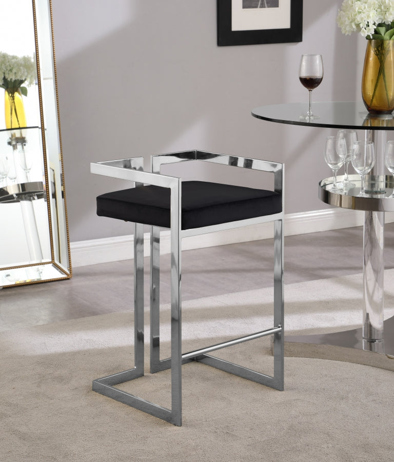 Tabouret de comptoir en velours Ezra