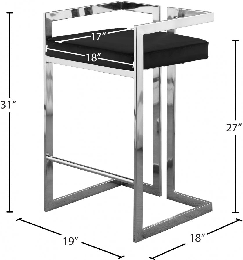 Tabouret de comptoir en velours Ezra