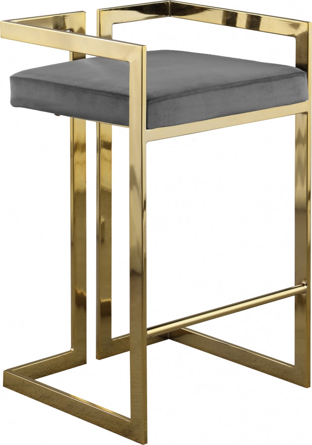 Tabouret de comptoir en velours Ezra