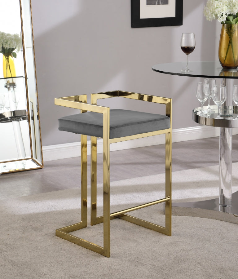Tabouret de comptoir en velours Ezra