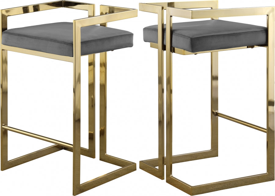 Tabouret de comptoir en velours Ezra