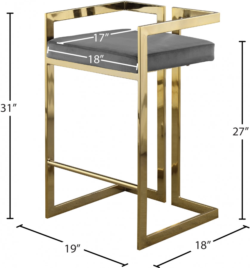 Tabouret de comptoir en velours Ezra