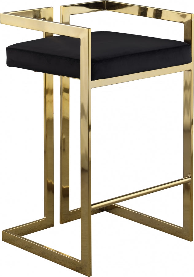 Tabouret de comptoir en velours Ezra