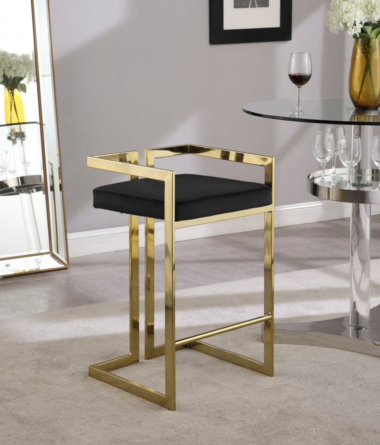 Tabouret de comptoir en velours Ezra