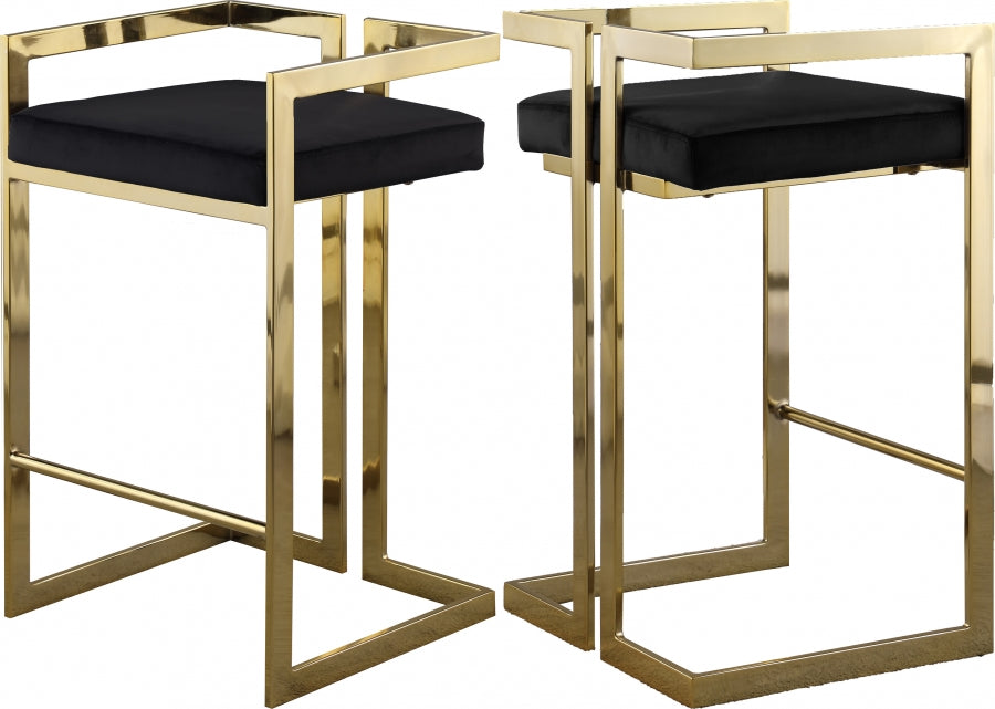 Tabouret de comptoir en velours Ezra