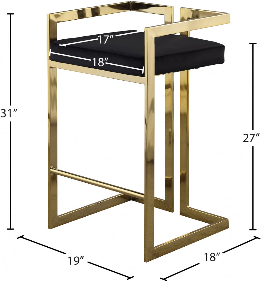 Tabouret de comptoir en velours Ezra