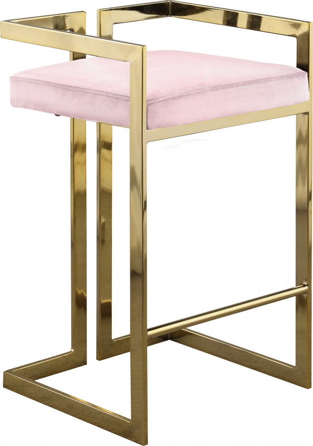 Tabouret de comptoir en velours Ezra