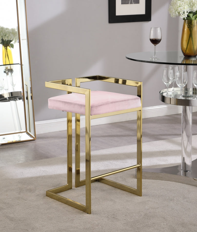 Tabouret de comptoir en velours Ezra