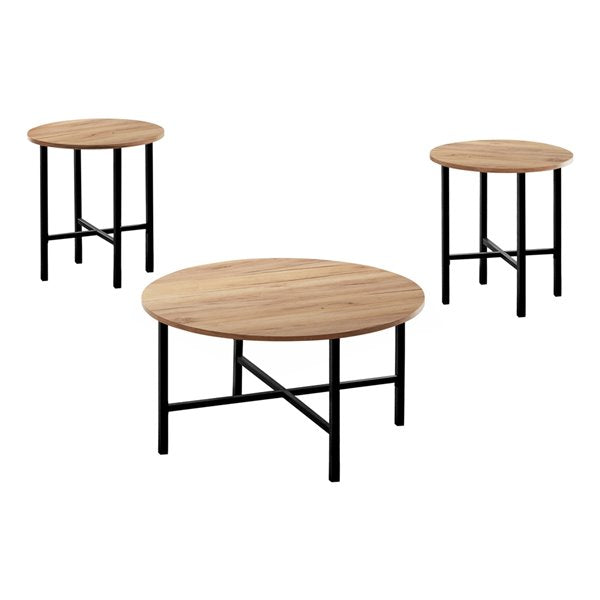 SET DE TABLE - 3PCS / PIN DORÉ / METAL NOIR 
