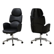 CHAISE DE BUREAU - SIMILI-CUIR NOIR / DOSSIER HAUT EXÉCUTIF 