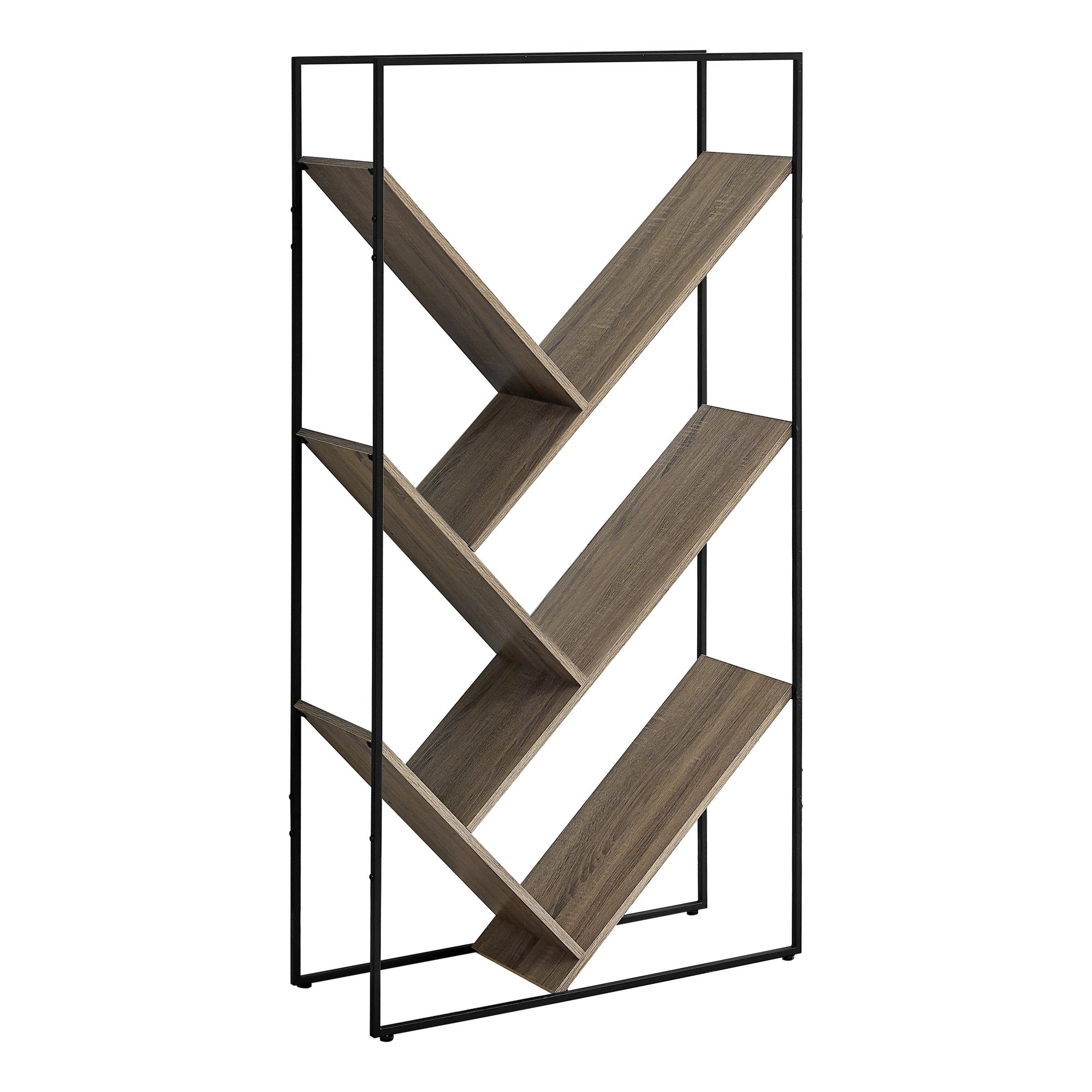 BIBLIOTHEQUE - 60"H / TAUPE FONCE / METAL NOIR