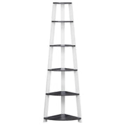 BIBLIOTHÈQUE - 72"H / ÉTAGERE D'ACCENT EN COIN GRIS-BLANC 