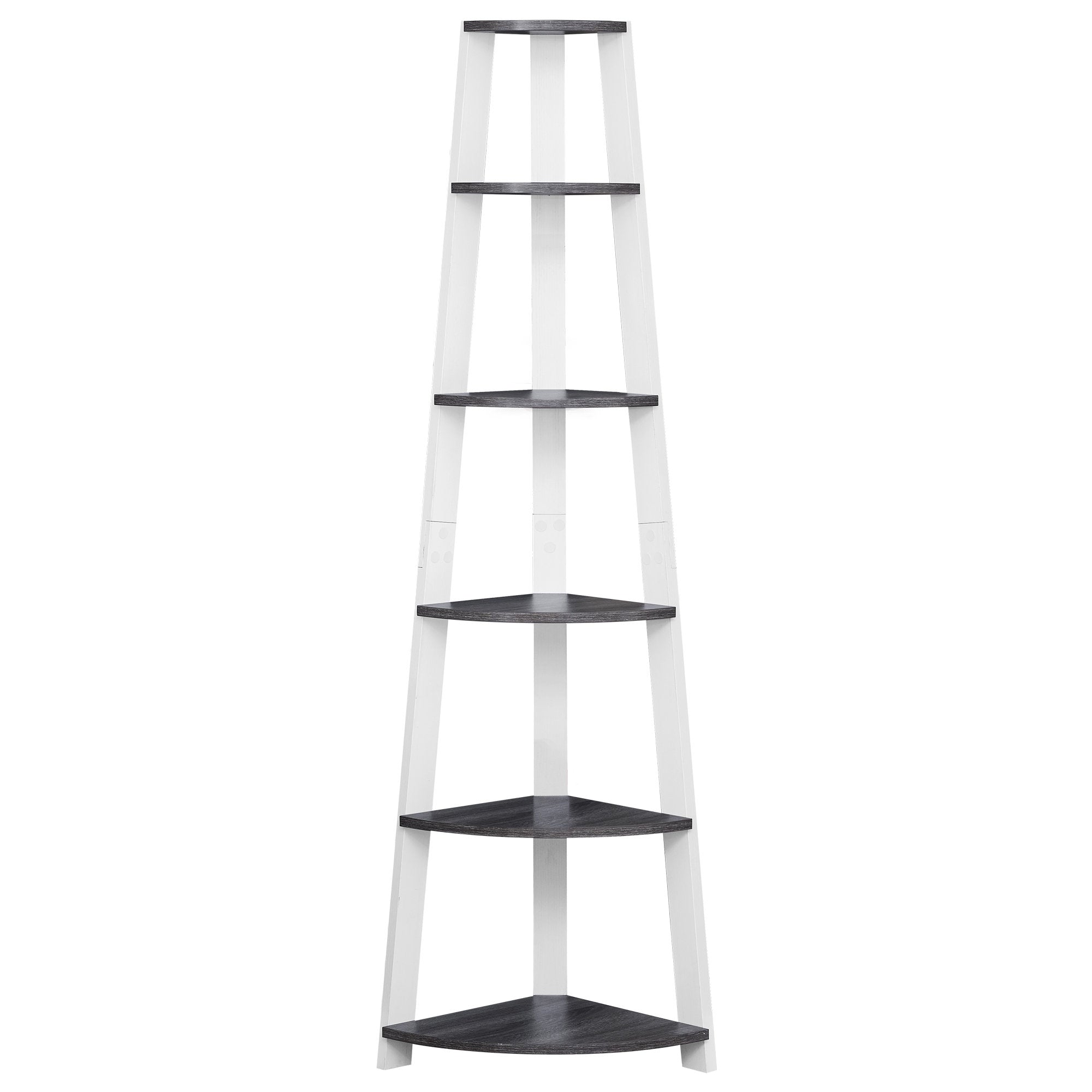 BIBLIOTHÈQUE - 72"H / ÉTAGERE D'ACCENT EN COIN GRIS-BLANC 