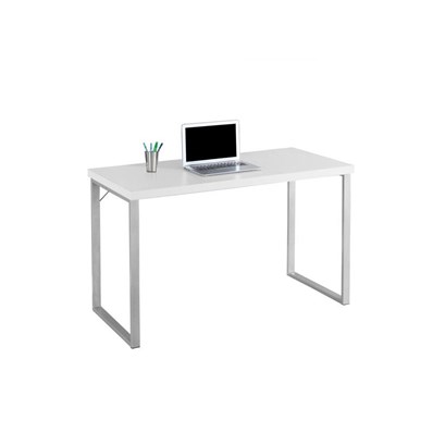 BUREAU D'ORDINATEUR - 48"L / BLANC / METAL ARGENT 
