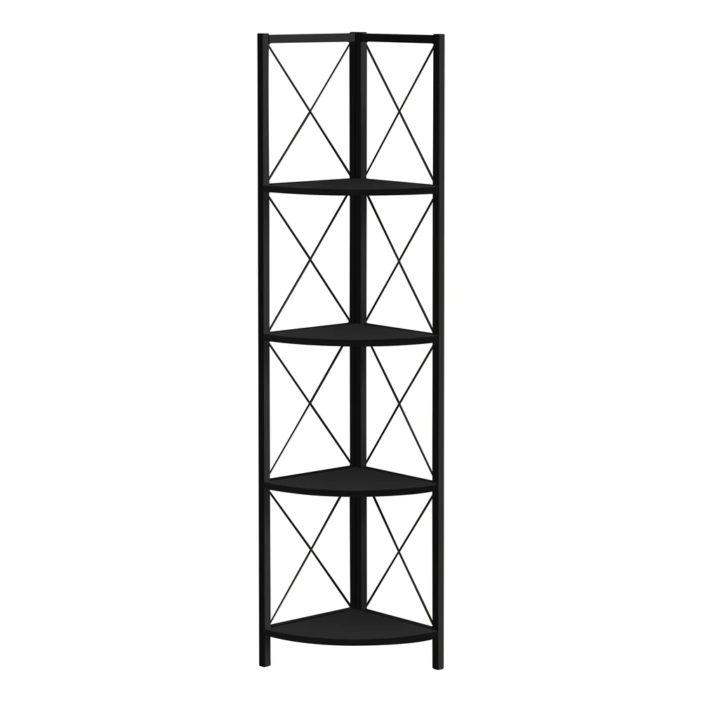 BIBLIOTHEQUE - 60"H / NOIR / ETAGERE EN COIN METAL NOIR