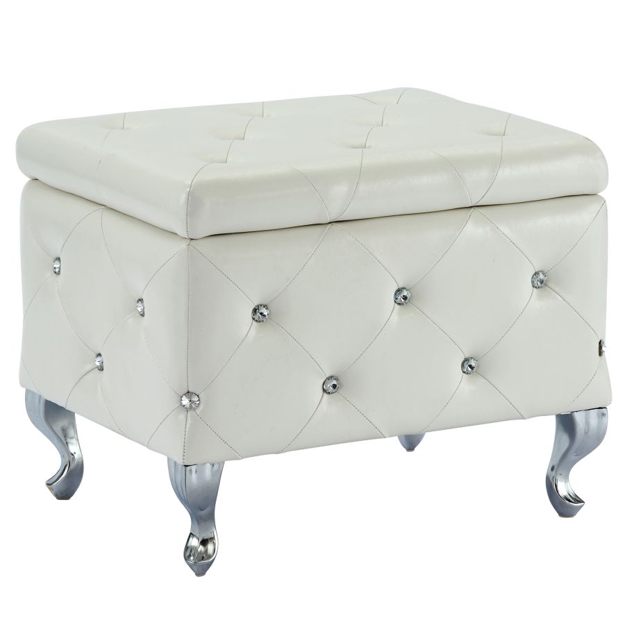 Pouf de rangement carré Monique en blanc