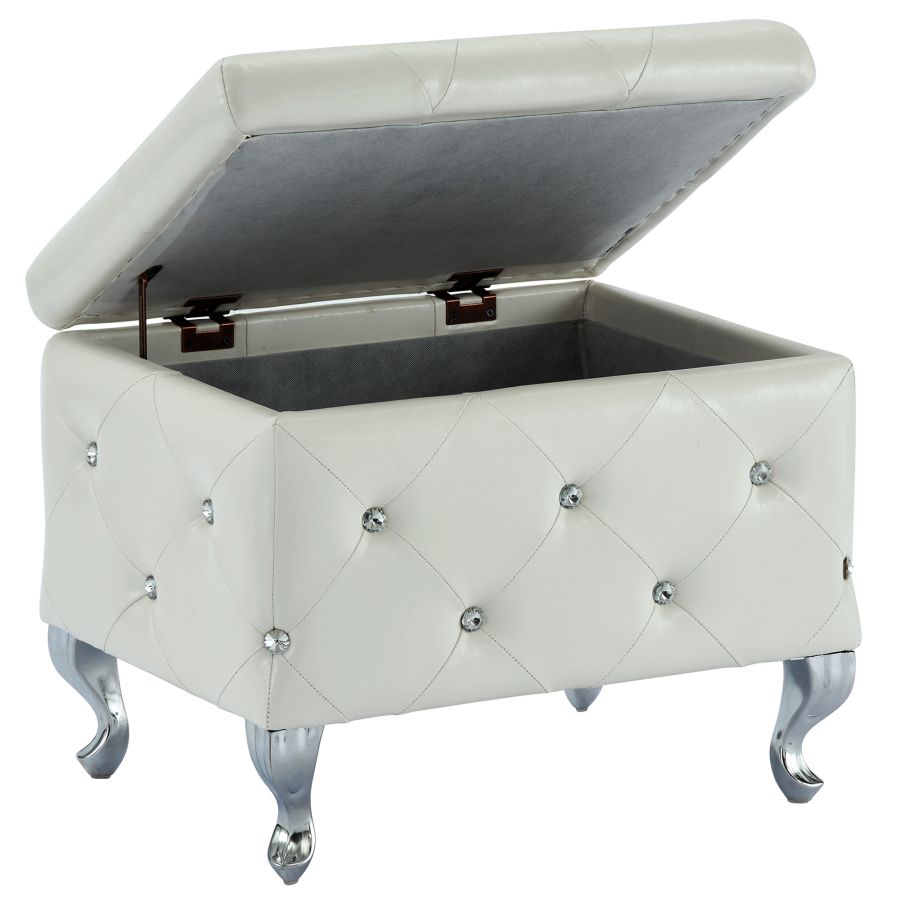 Pouf de rangement carré Monique en blanc