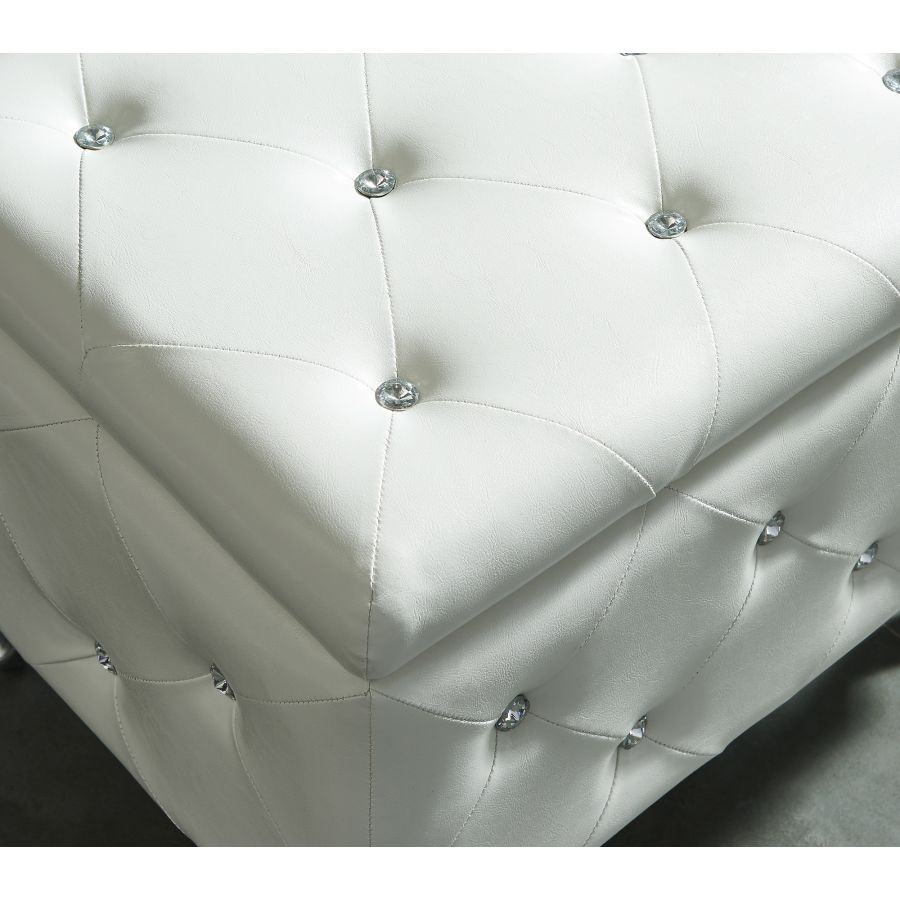 Pouf de rangement carré Monique en blanc